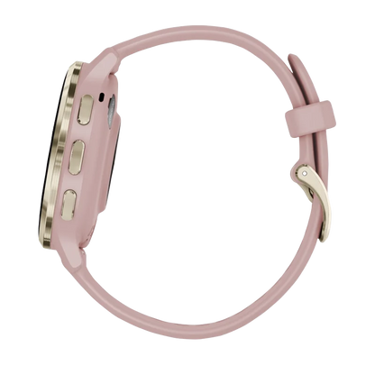 Garmin Venu 3S, 41 mm Soft Gold Stainless Steel Bezel with Dust Rose Case and Silicone Band (010-02785-03)