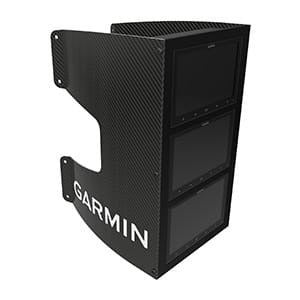 Garmin carbon fiber mast bracket for fish finder mounts with Garmin logo