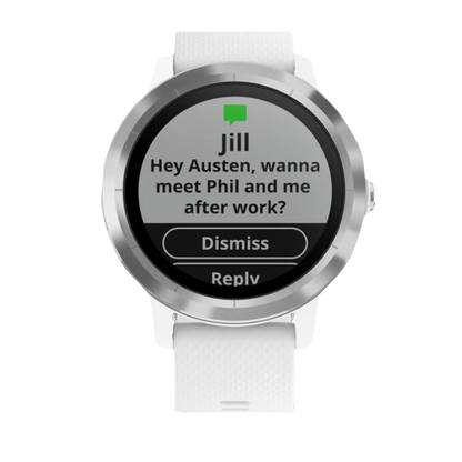 Garmin Vivoactive 3, White with Stainless Steel (Garmin Certified Refurbished)