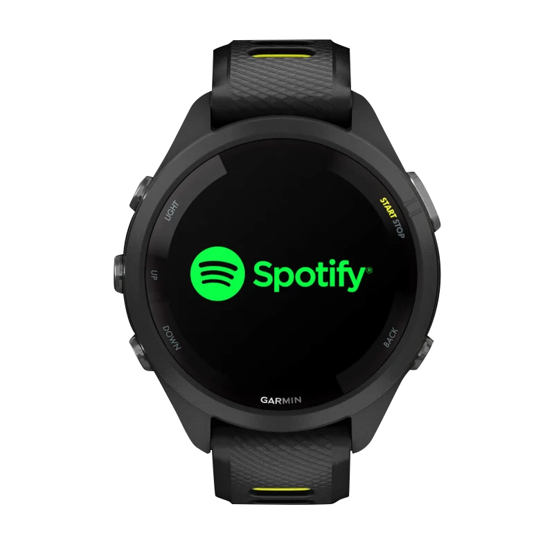 Garmin Forerunner 265S, 42 mm Black Bezel and Case with Black/Amp Yellow Silicone Band (010-02810-03)