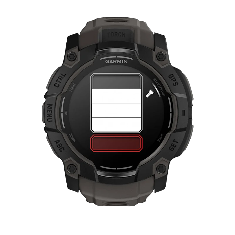 Garmin Instinct 3 AMOLED, (50mm) Black with Charcoal Band (010-03020-00) showcases a sleek design and advanced features.