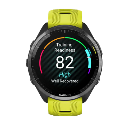Garmin Forerunner 965, Carbon Gray DLC Titanium Bezel with Black Case and Amp Yellow/Black Silicone Band (010-02809-02)