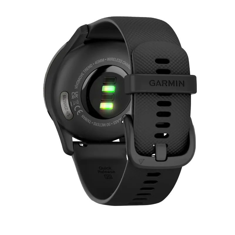 Garmin Vívomove Trend Slate Stainless Steel Bezel with Black Case and Silicone Band (Garmin Certified Refurbished)