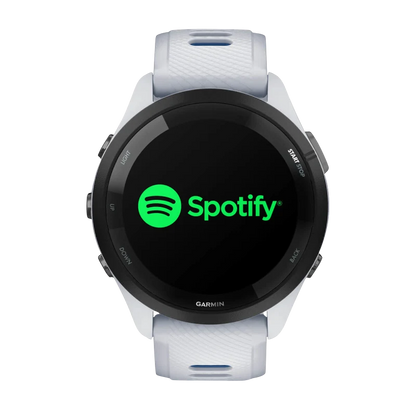 Garmin Forerunner 265, 46 mm Black Bezel with Whitestone Case and Whitestone/Tidal Blue Silicone Band (010-02810-01)