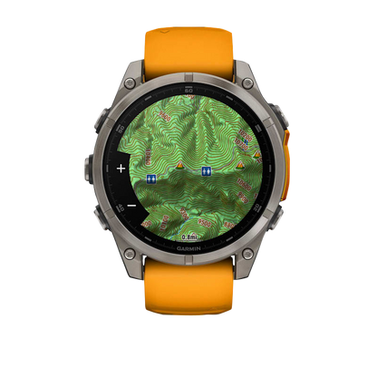 Garmin Fenix 8, 51 mm AMOLED Sapphire, Titanium with Spark Orange/Graphite Silicone Band (010-02905-10)