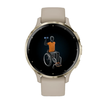 Garmin Venu 3S, 41 mm Soft Gold Stainless Steel Bezel with French Gray Case and Silicone Band (010-02785-02)