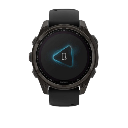 Garmin Fenix 8, 51 mm Solar Sapphire, Carbon Gray DLC Titanium with Black/Pebble Gray Silicone Band (010-02907-10)