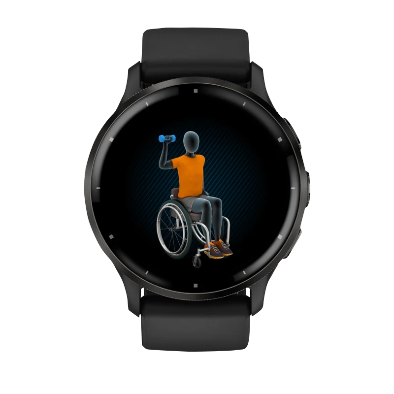 Garmin Venu 3, 45 mm Slate Stainless Steel Bezel with Black Case and Silicone Band (010-02784-01)