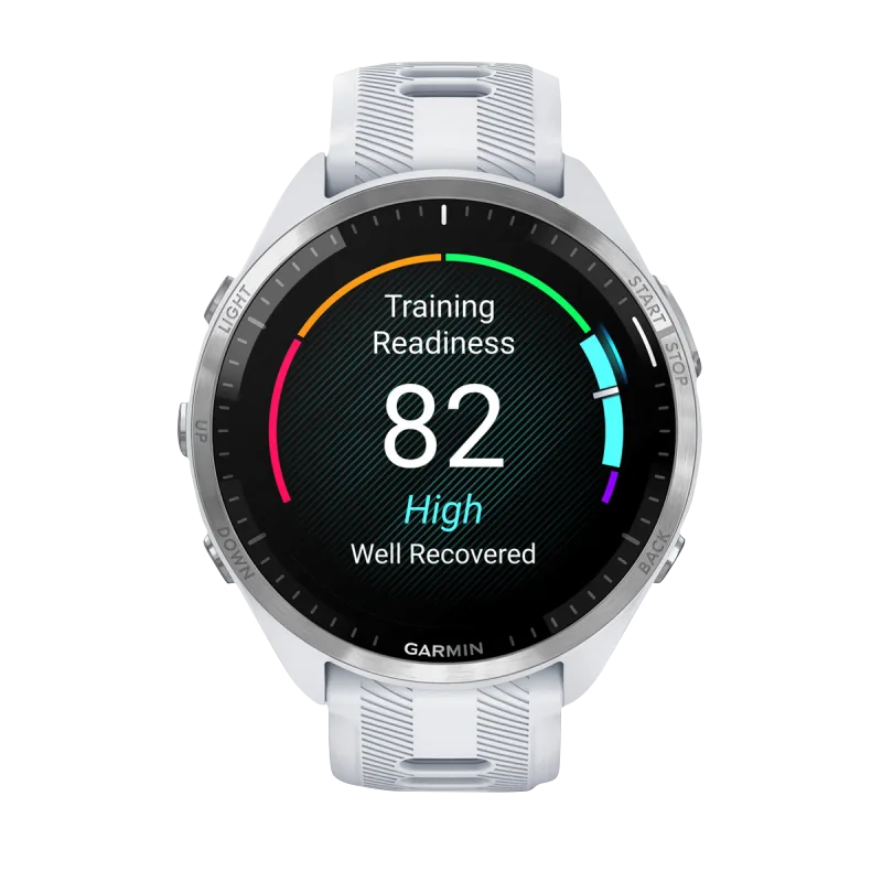 Garmin Forerunner 965, Titanium Bezel with Whitestone Case and Whitestone/Powder Gray Silicone Band (010-02809-01)