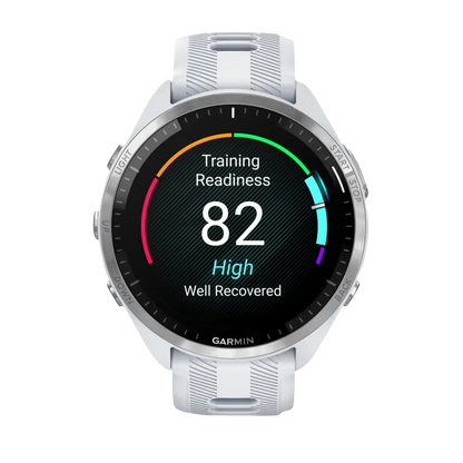 Garmin Forerunner 965, Titanium Bezel with Whitestone Case and Whitestone/Powder Gray Silicone Band (010-02809-01)