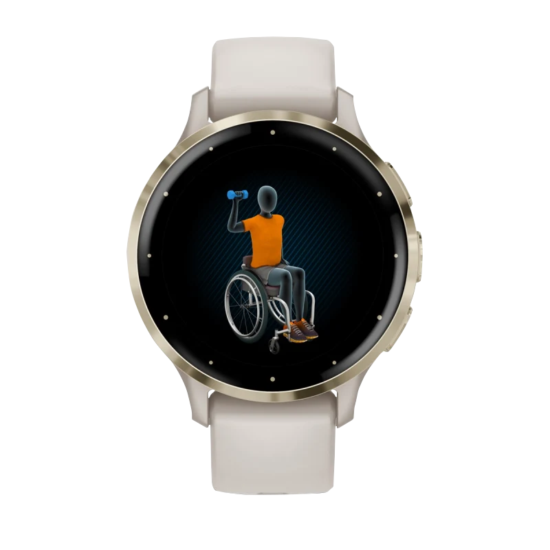 Garmin Venu 3S, 41 mm Soft Gold Stainless Steel Bezel with Ivory Case and Silicone Band (010-02785-04)