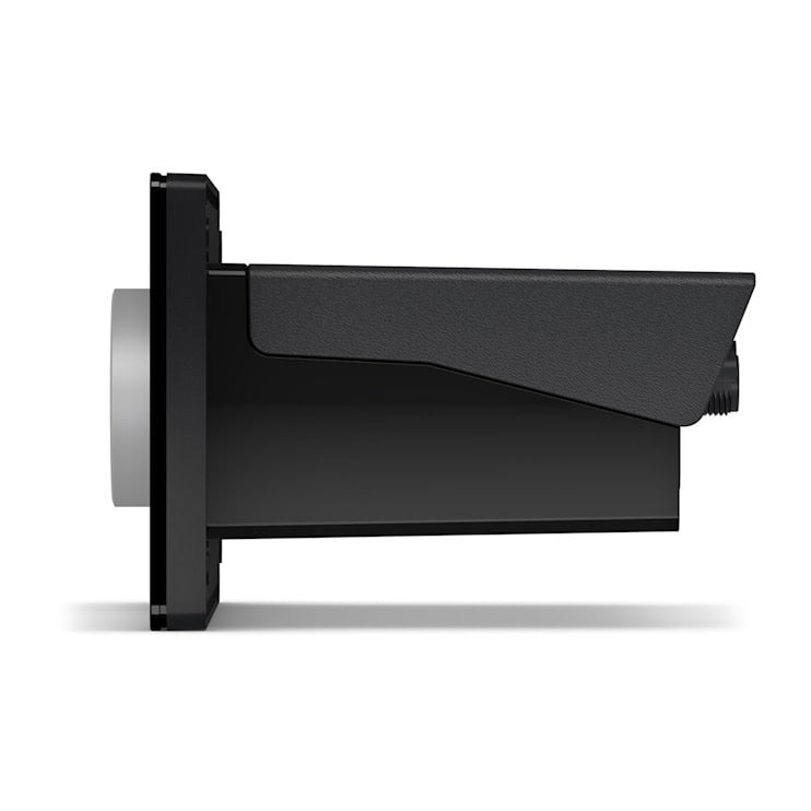 Garmin Fusion Apollo MS-RA800 marine head unit, black side-profile view.