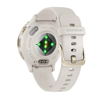 Garmin Venu 3S, 41 mm Soft Gold Stainless Steel Bezel with Ivory Case and Silicone Band (010-02785-04)