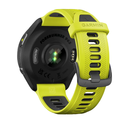 Garmin Forerunner 965, Carbon Gray DLC Titanium Bezel with Black Case and Amp Yellow/Black Silicone Band (010-02809-02)