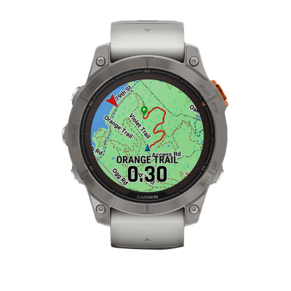 Garmin Fēnix 7 Pro Sapphire Solar, Titanium with Fog Gray/Ember Orange Band (010-02777-20)