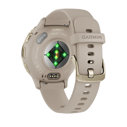 Garmin Venu 3S, 41 mm Soft Gold Stainless Steel Bezel with French Gray Case and Silicone Band (010-02785-02)