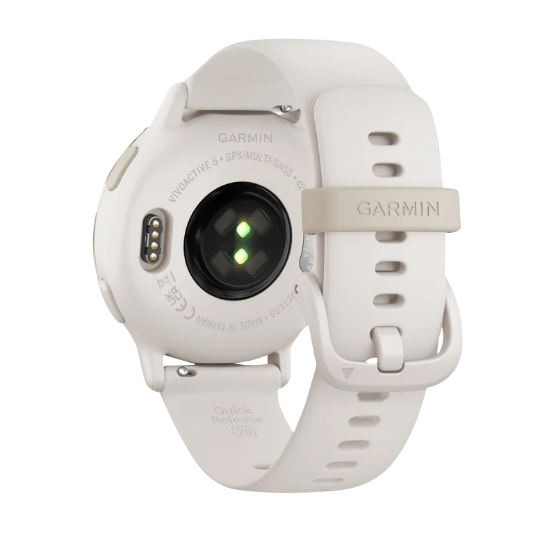 Garmin Vivoactive 5, Cream Gold Aluminum Bezel with Ivory Case and Silicone Band (010-02862-11)