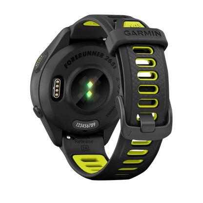 Garmin Forerunner 265S, 42 mm Black Bezel and Case with Black/Amp Yellow Silicone Band (010-02810-03)
