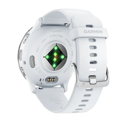 Garmin Venu 3, 45 mm Silver Stainless Steel Bezel with Whitestone Case and Silicone Band (010-02784-00)