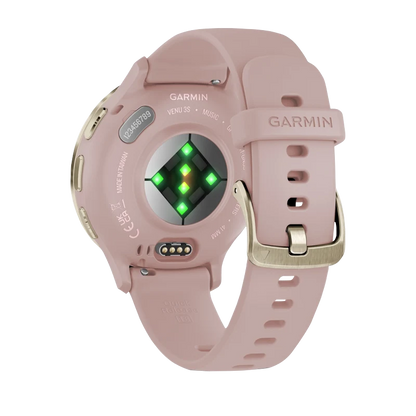 Garmin Venu 3S, 41 mm Soft Gold Stainless Steel Bezel with Dust Rose Case and Silicone Band (010-02785-03)