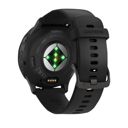 Garmin Venu 3, 45 mm Slate Stainless Steel Bezel with Black Case and Silicone Band (010-02784-01)