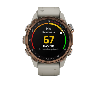 Garmin Descent Mk3i, 43 mm, titanio PVD bronce con correa de silicona gris francesa y transceptor Descent T2