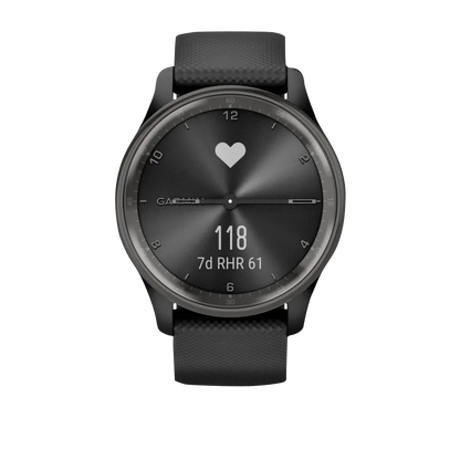 Garmin Vívomove Trend Slate Stainless Steel Bezel with Black Case and Silicone Band (Garmin Certified Refurbished)
