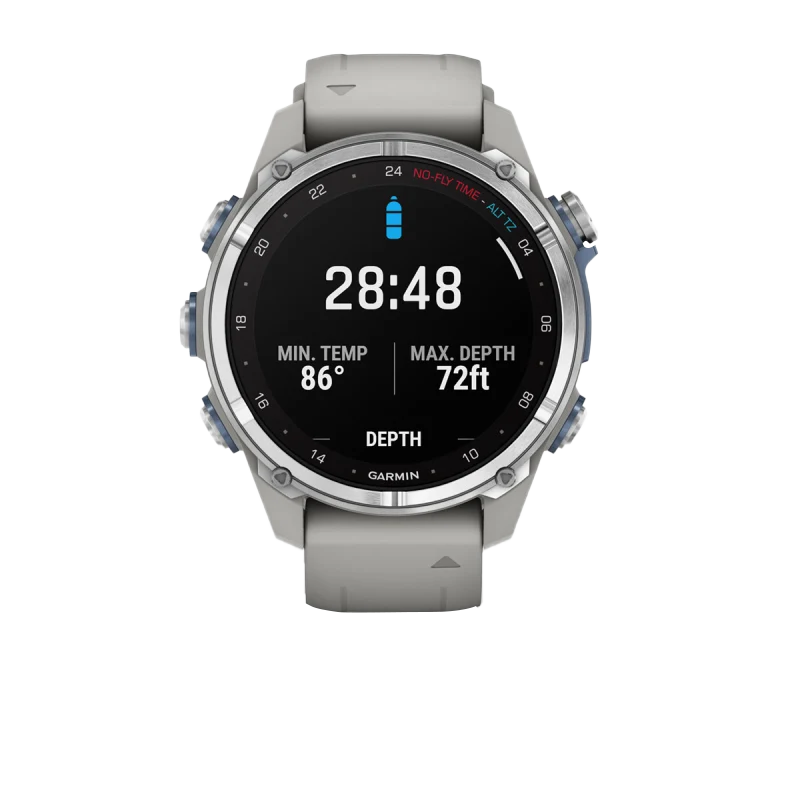 Garmin Descent Mk3, 43 mm Stainless Steel with Fog Gray Silicone Band (010-02753-03)