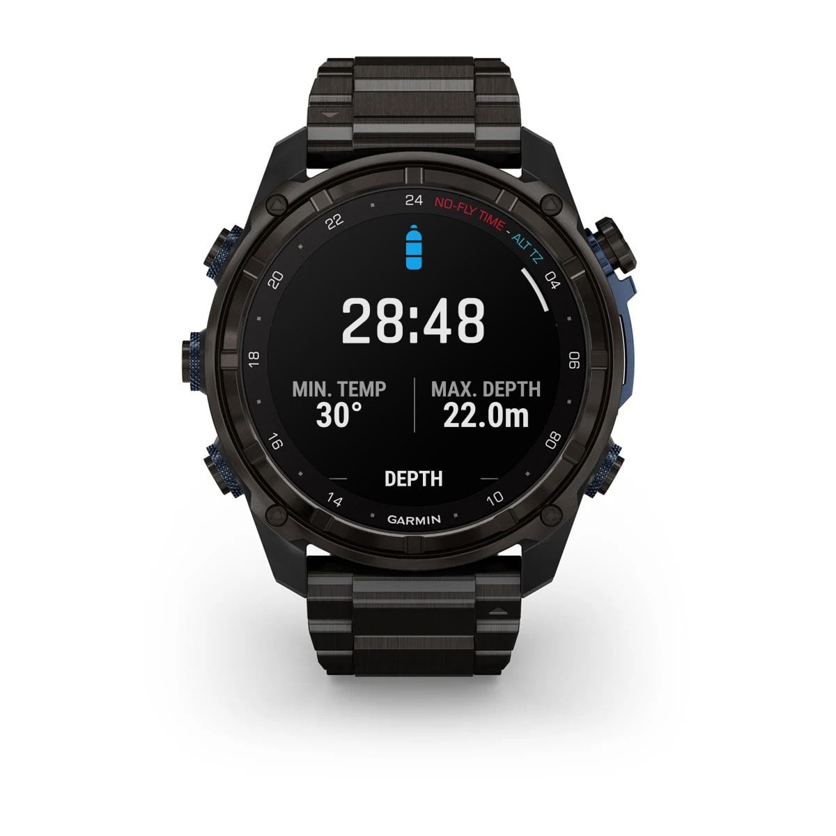Garmin Descent Mk3i smartwatch, 51 mm carbon-grey DLC titanium case with DLC titanium band.