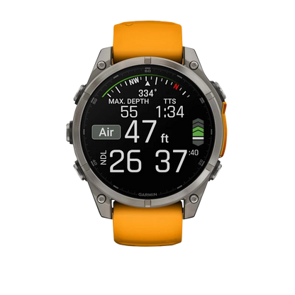 Garmin Fenix 8, 51 mm AMOLED Sapphire, Titanium with Spark Orange/Graphite Silicone Band (010-02905-10)