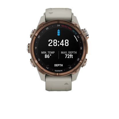 Garmin Descent Mk3i, 43 mm, titanio PVD bronce con correa de silicona gris francesa y transceptor Descent T2