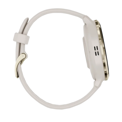 Garmin Venu 3S, 41 mm Soft Gold Stainless Steel Bezel with Ivory Case and Silicone Band (010-02785-04)