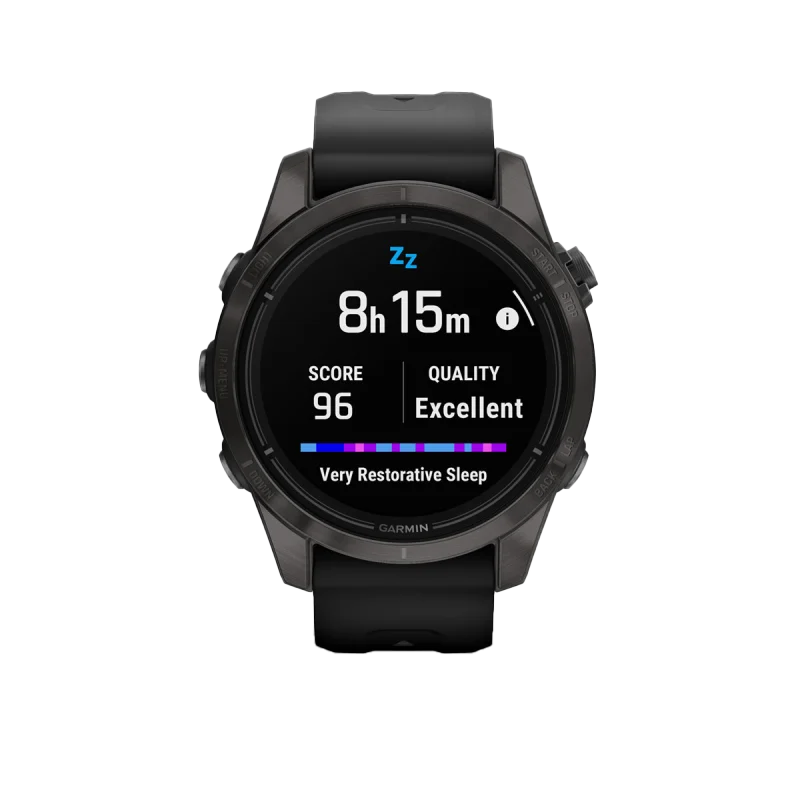 Garmin Epix Pro (Gen 2), edición zafiro de 42 mm, titanio DLC gris carbono con correa negra (010-02802-14)