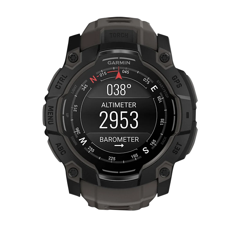Garmin Instinct 3 AMOLED, (50mm) Black with Charcoal Band (010-03020-00) showcases advanced altimeter and barometer.
