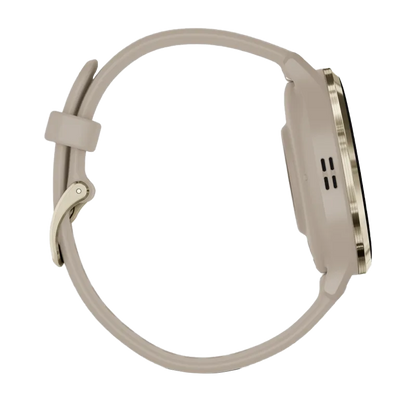 Garmin Venu 3S, 41 mm Soft Gold Stainless Steel Bezel with French Gray Case and Silicone Band (010-02785-02)
