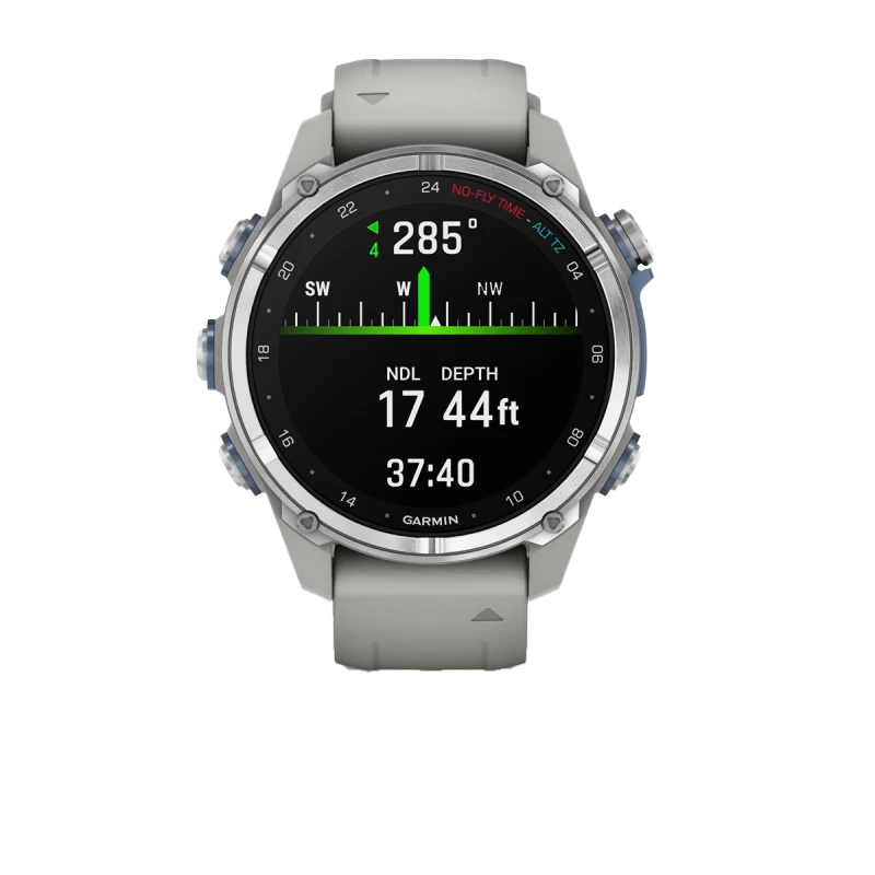Garmin Descent Mk3, 43 mm Stainless Steel with Fog Gray Silicone Band (010-02753-03)