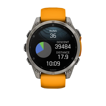 Garmin Fenix 8, 47 mm AMOLED Sapphire, Titanium with Spark Orange/Graphite Silicone Band (010-02904-10)