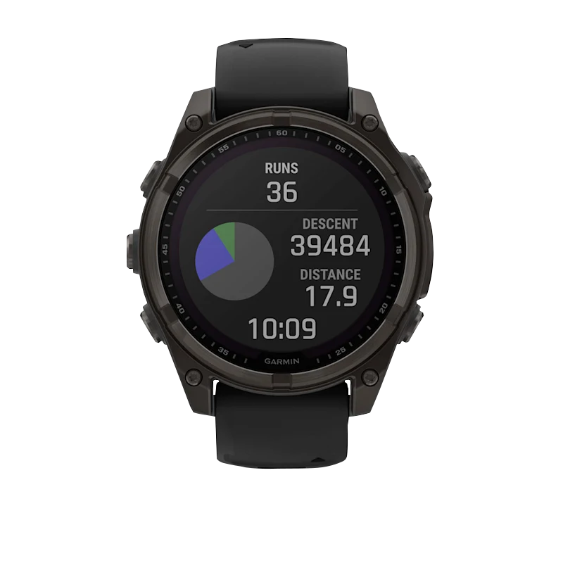 Garmin Fenix 8, 51 mm Solar Sapphire, Carbon Gray DLC Titanium with Black/Pebble Gray Silicone Band (010-02907-10)
