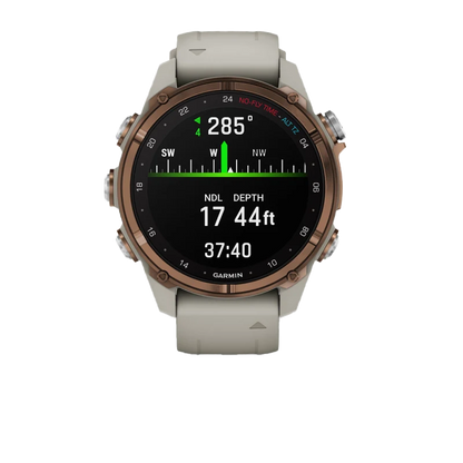 Garmin Descent Mk3i, 43 mm, titanio PVD bronce con correa de silicona gris francesa y transceptor Descent T2