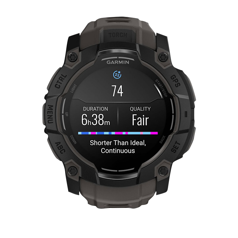 Garmin Instinct 3 AMOLED, (50mm) Black with Charcoal Band (010-03020-00) features a sleek design and advanced metrics.