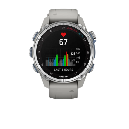 Garmin Descent Mk3, 43 mm Stainless Steel with Fog Gray Silicone Band (010-02753-03)