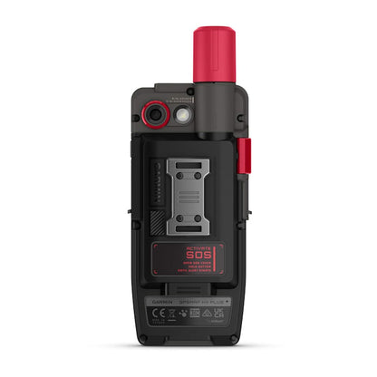Garmin GPSMAP H1i Plus handheld GPS with inReach Plus; rugged black body with red SOS button
