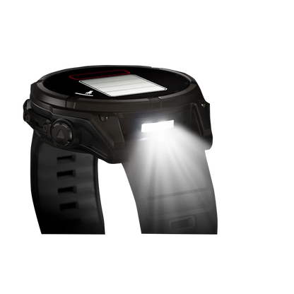 Garmin Fenix 8, 51 mm Solar Sapphire, Carbon Gray DLC Titanium with Black/Pebble Gray Silicone Band (010-02907-10)