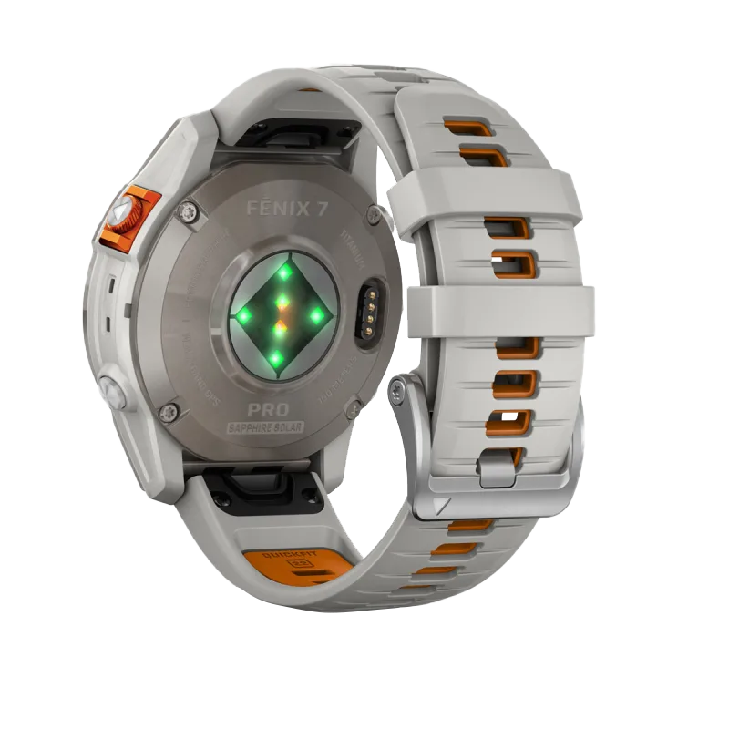 Garmin Fēnix 7 Pro Sapphire Solar, Titanium with Fog Gray/Ember Orange Band (010-02777-20)