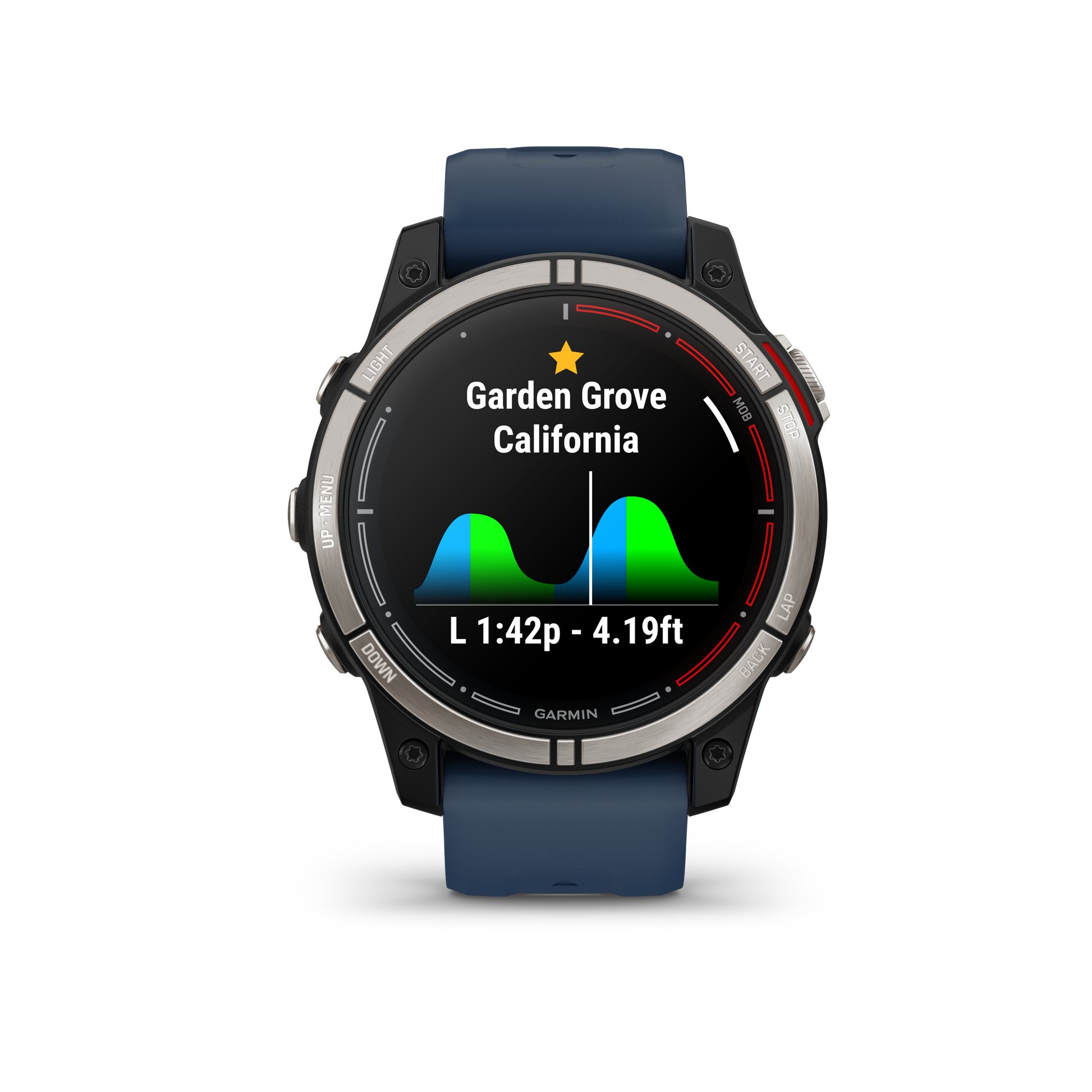 Garmin Quatix 7X Solar marine GPS smartwatch, blue band, certified refurbished.