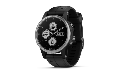Garmin Fenix 5S Plus, Silver with Black Band (010-01987-20)
