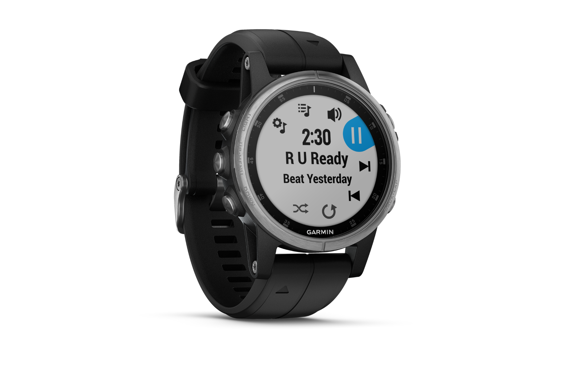 Garmin Fenix 5S Plus, Silver with Black Band (010-01987-20)