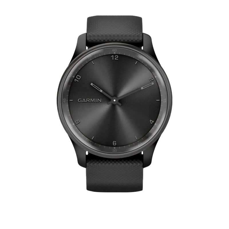 Garmin Vívomove Trend Slate Stainless Steel Bezel with Black Case and Silicone Band (Garmin Certified Refurbished)
