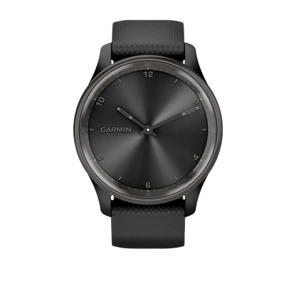 Garmin Vívomove Trend Slate Stainless Steel Bezel with Black Case and Silicone Band (Garmin Certified Refurbished)