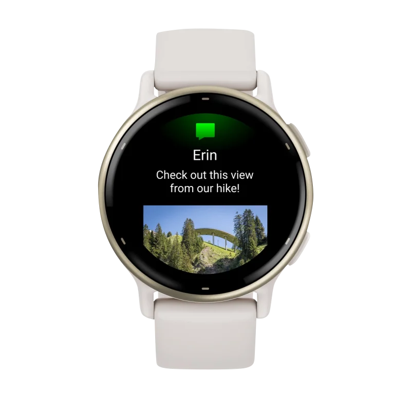 Garmin Vivoactive 5, Cream Gold Aluminum Bezel with Ivory Case and Silicone Band (010-02862-11)